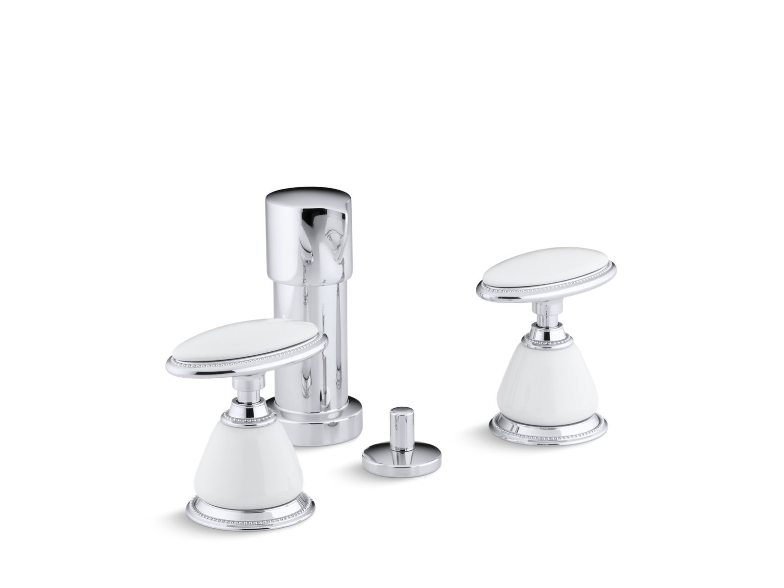 Antique Vertical spray bidet faucet, requires ceramic handle insets and skirts