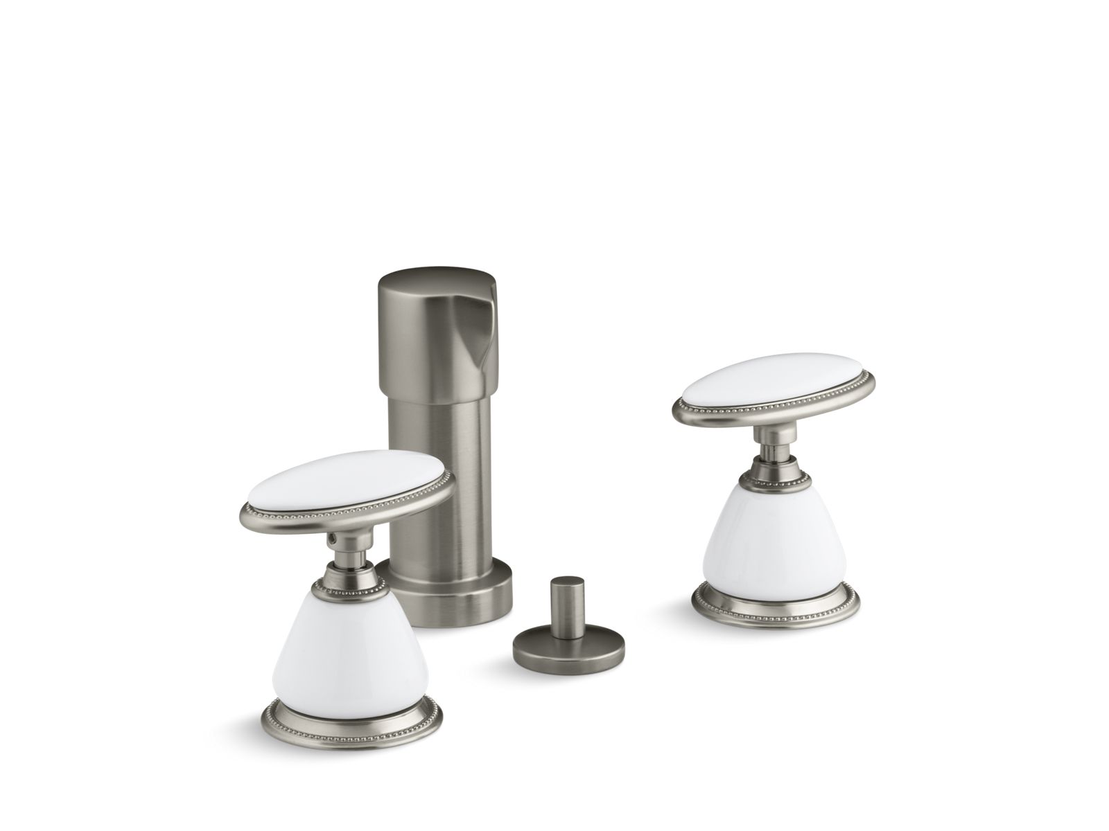 Antique Vertical spray bidet faucet, requires ceramic handle insets and skirts