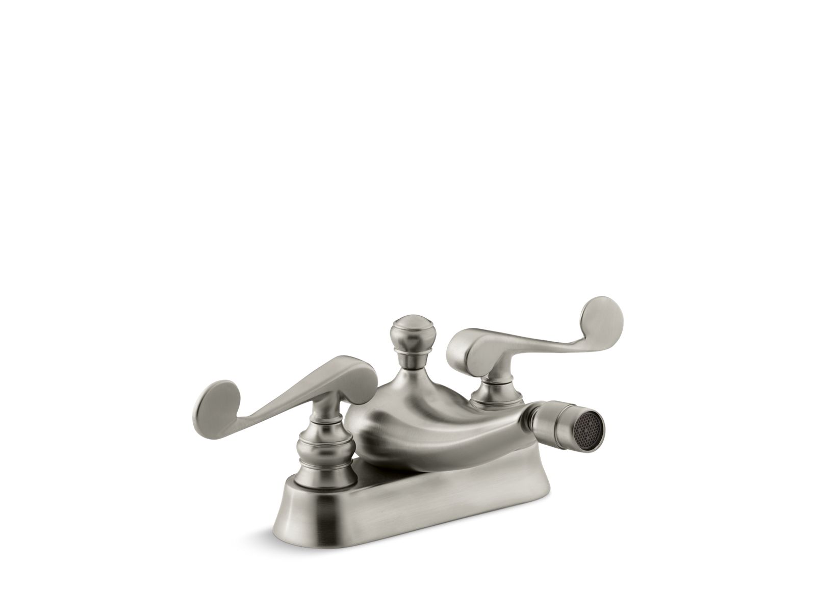 Revival® Centerset horizontal swivel spray spout bidet faucet with scroll lever handles