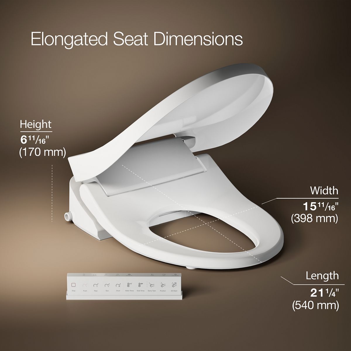 PureWash® E815 Elongated bidet toilet seat with remote control