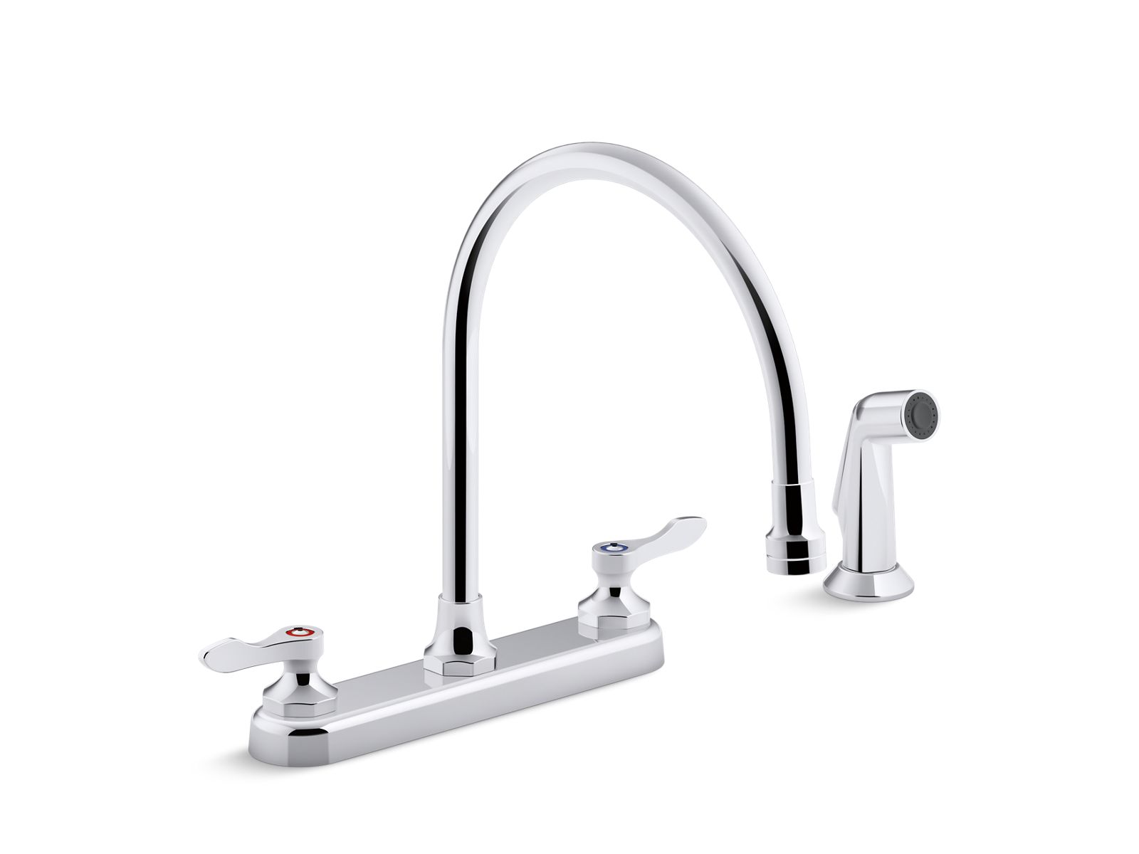 Triton® Bowe® 1.5 gpm kitchen sink faucet with 9-5/16" gooseneck spout, matching finish sidespray, aerated flow and lever handles