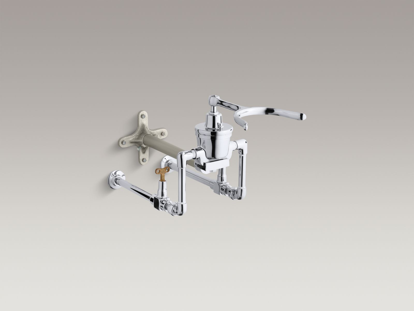 Knee control fitting for 18" x 15" sink