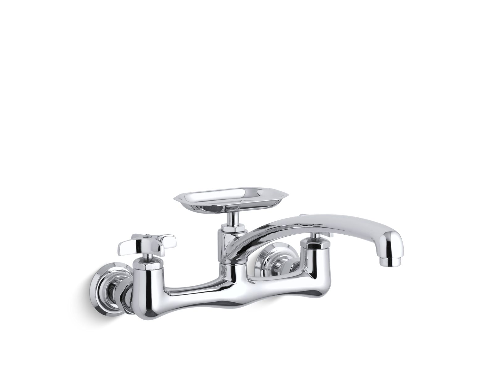 Clearwater® Double cross handle sink supply faucet with 12" swing spout and soap dish