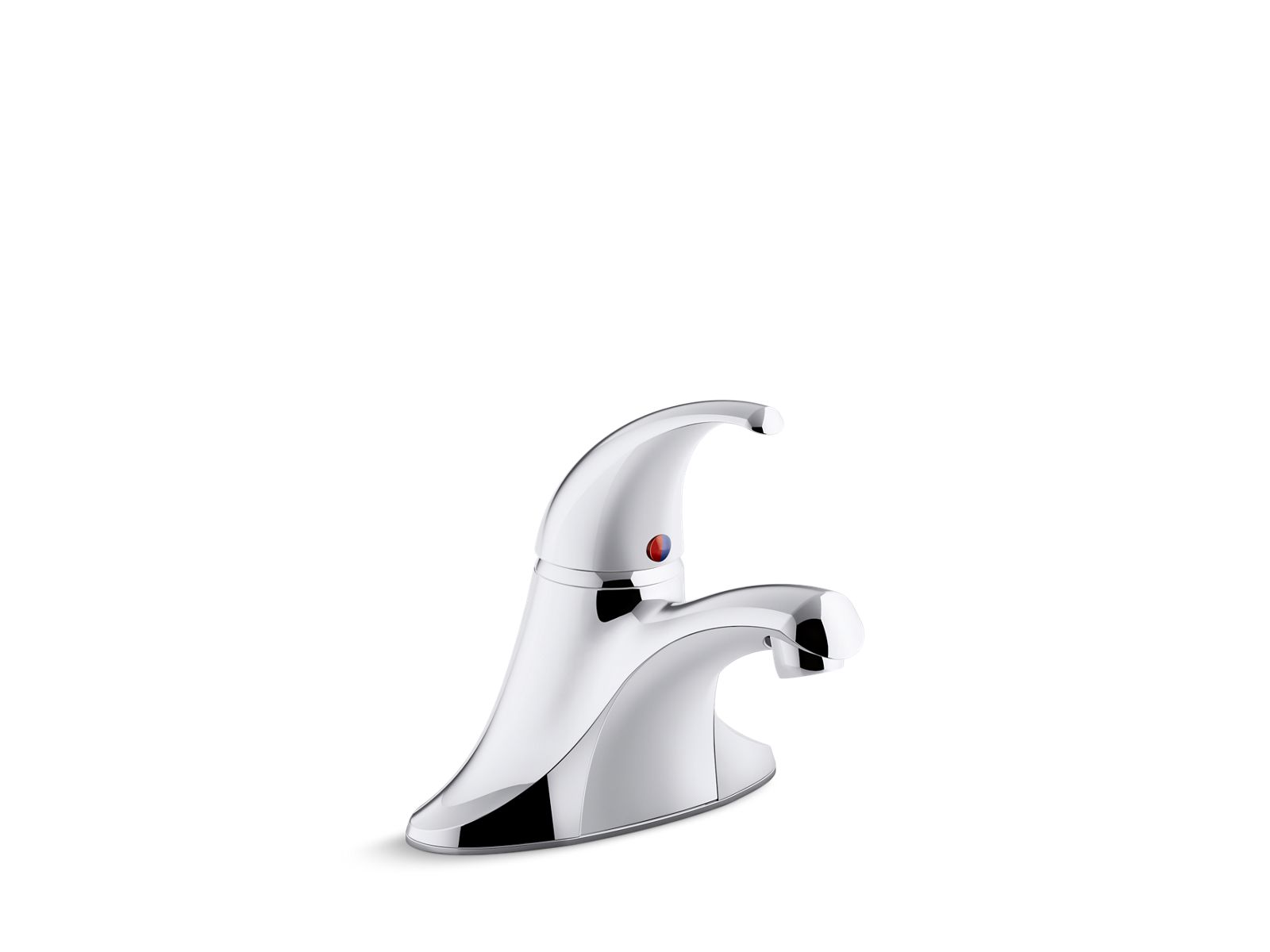 Coralais® Single-handle centerset bathroom sink faucet with grid drain, 0.5 gpm vandal-resistant aerator and red/blue indicator