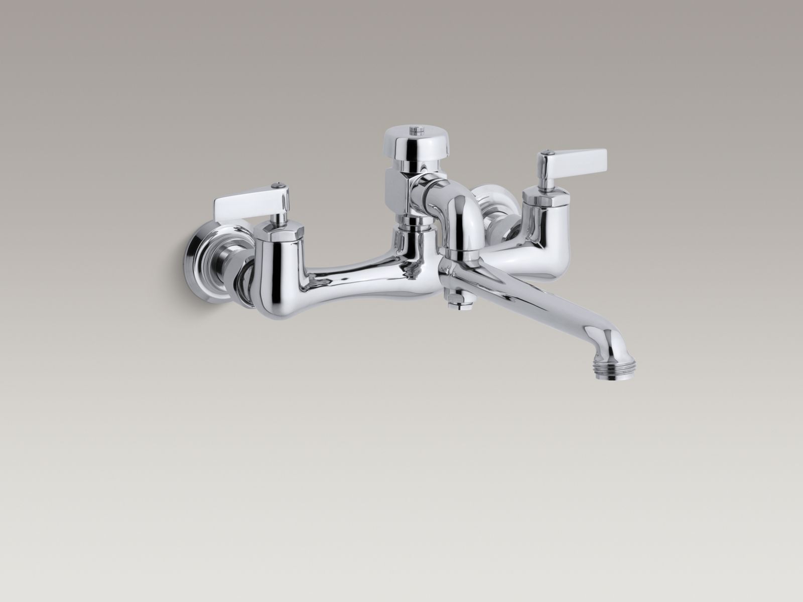 Double lever handle service sink faucet