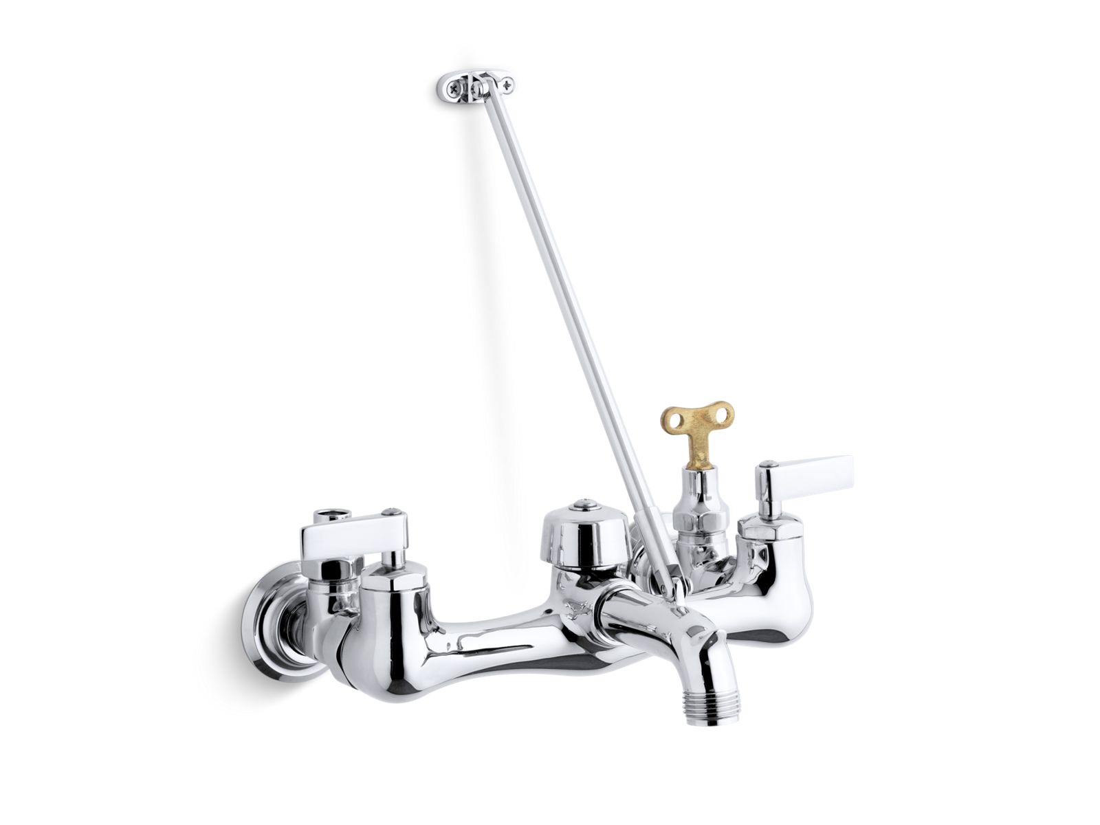 Kinlock™ Double lever handle service sink faucet with top-mount wall brace and loose-key stops