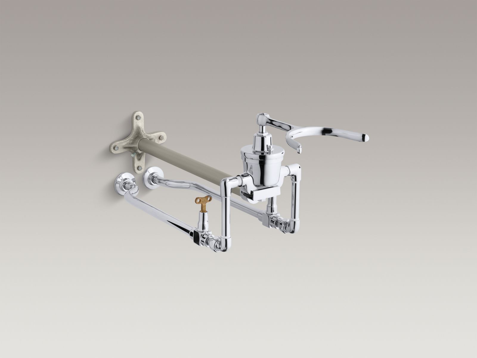 Knee control fitting for 24" x 22" sink