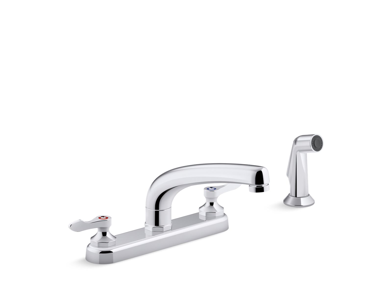 Triton® Bowe® 1.5 gpm kitchen sink faucet with 8-3/16" swing spout, matching finish sidespray, aerated flow and lever handles