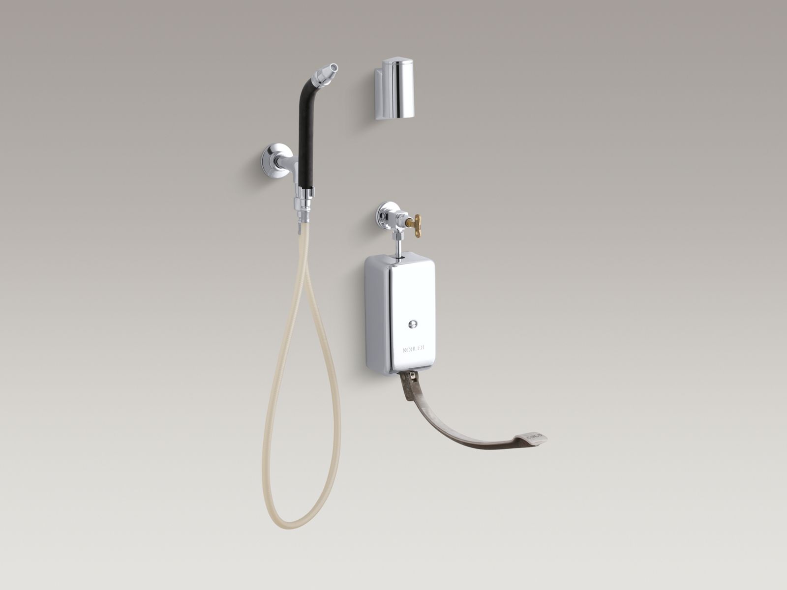 Bedpan washer with one pedal for cold or tempered water only