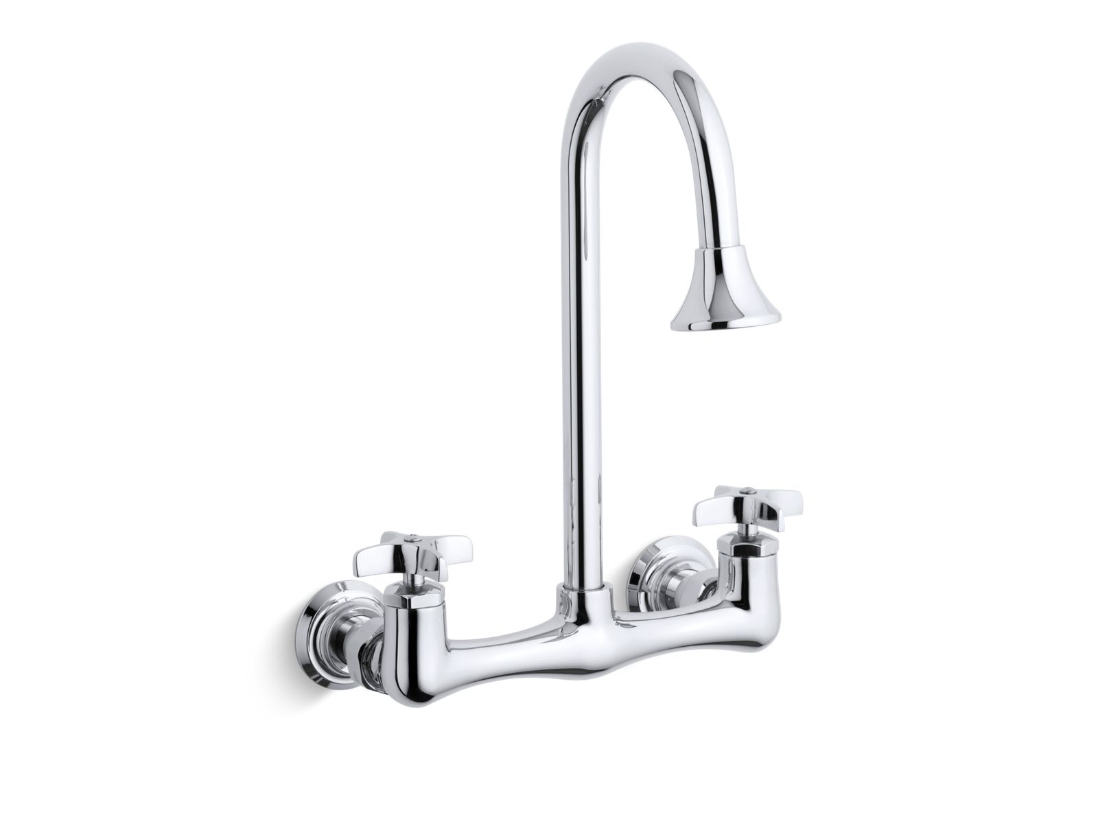Triton® Double cross handle utility sink faucet with rosespray gooseneck spout