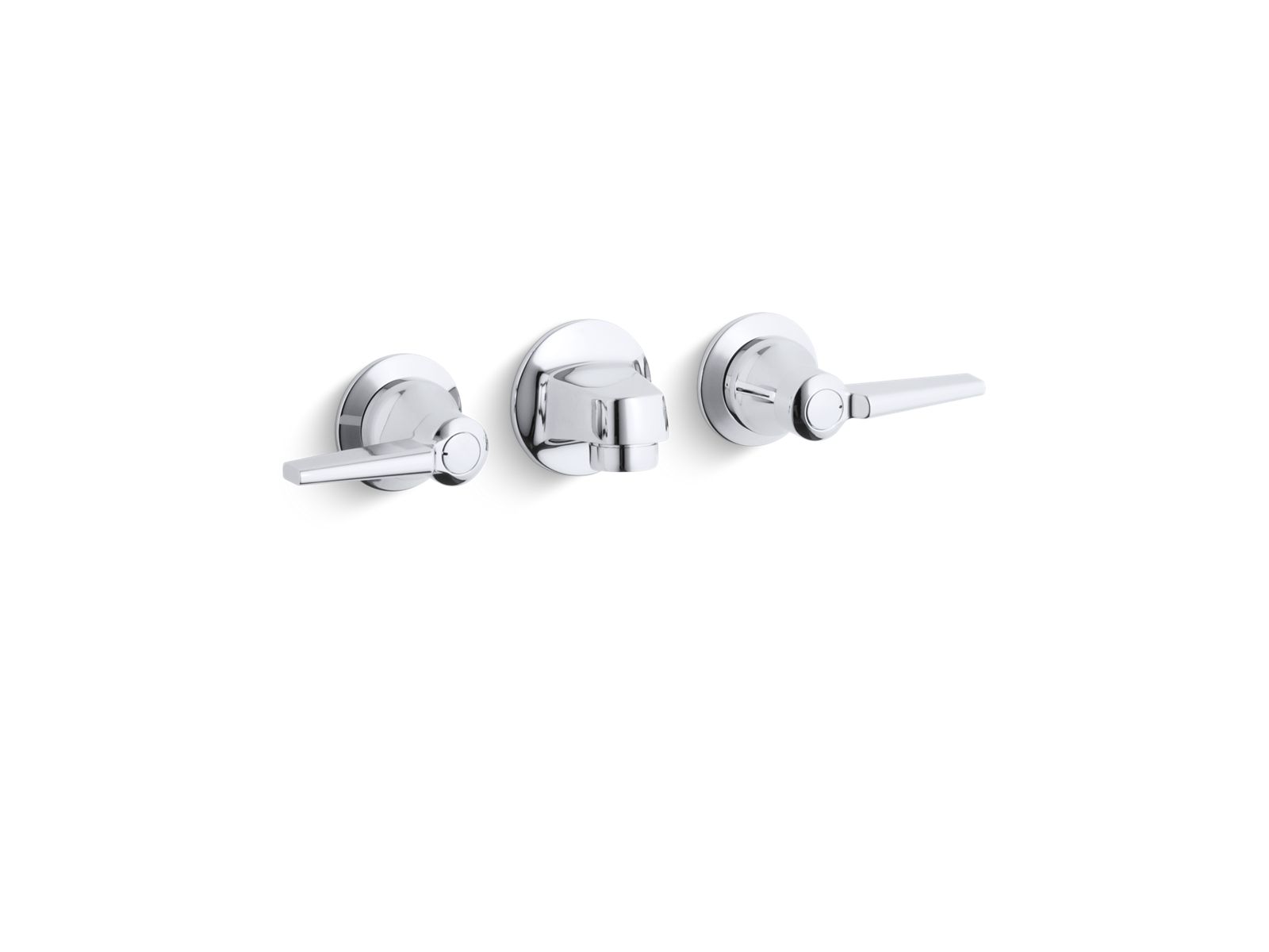 Triton® Shelf-back commercial lavatory faucet with grid drain and wristblade lever handles