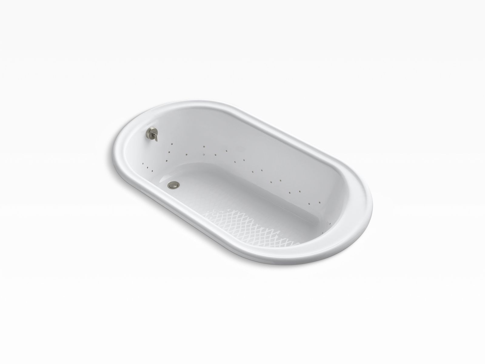 Iron Works® 66" x 36" drop-in BubbleMassage™ air bath with Vibrant® Brushed Nickel airjet color and end drain