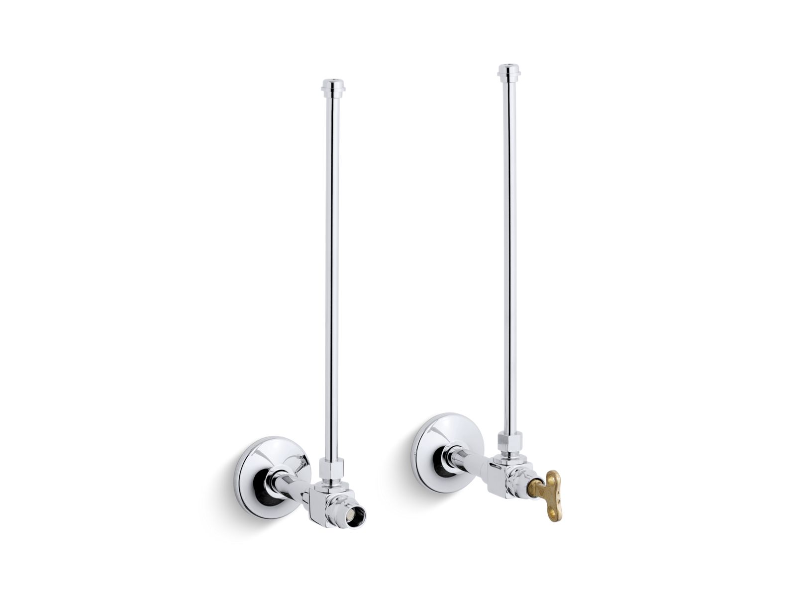 Pair 3/8" NPT angle supplies with loose-key stop and annealed vertical tube