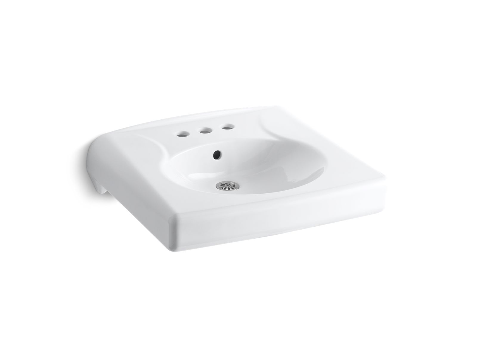 Brenham™ Wall-mount or concealed carrier arm mount commercial bathroom sink with 4" centerset faucet holes