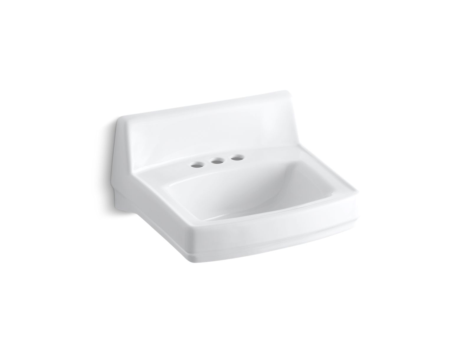 Greenwich™ 20-3/4" x 18-1/4" wall-mount/concealed arm carrier bathroom sink with 4" centerset faucet holes and no overflow