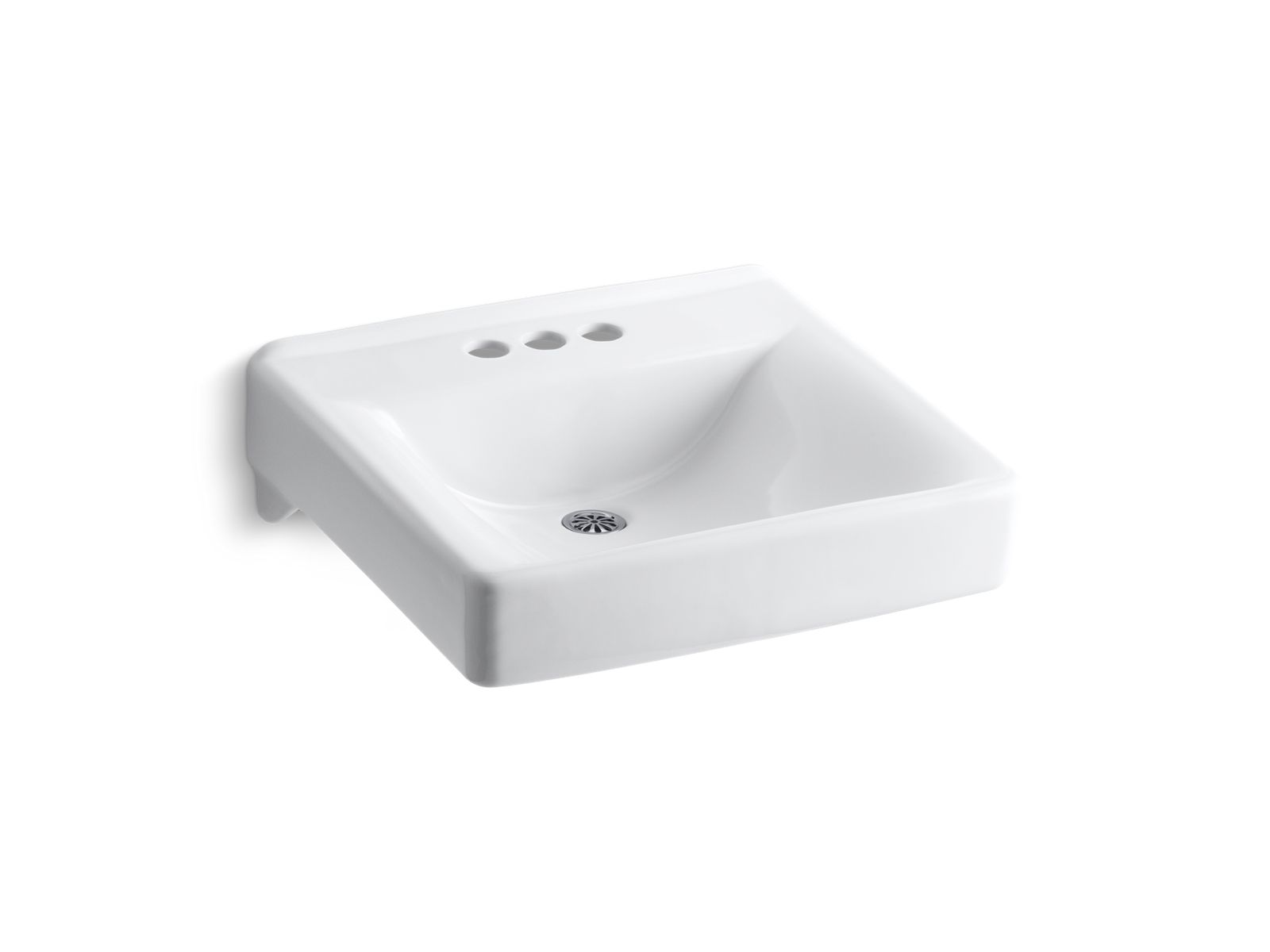 Soho® 20" x 18" wall-mount/concealed arm carrier bathroom sink with 4" centerset faucet holes