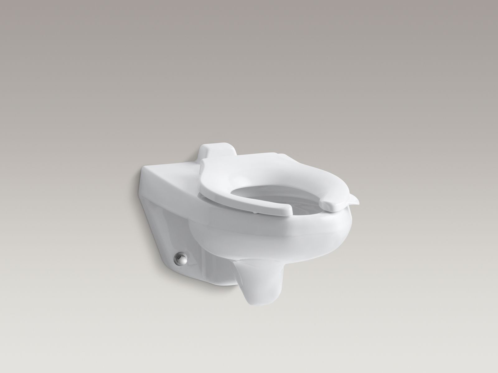 Kingston(TM) wall-mounted 1.6 gpf flushometer valve toilet bowl with rear inlet, requires seat