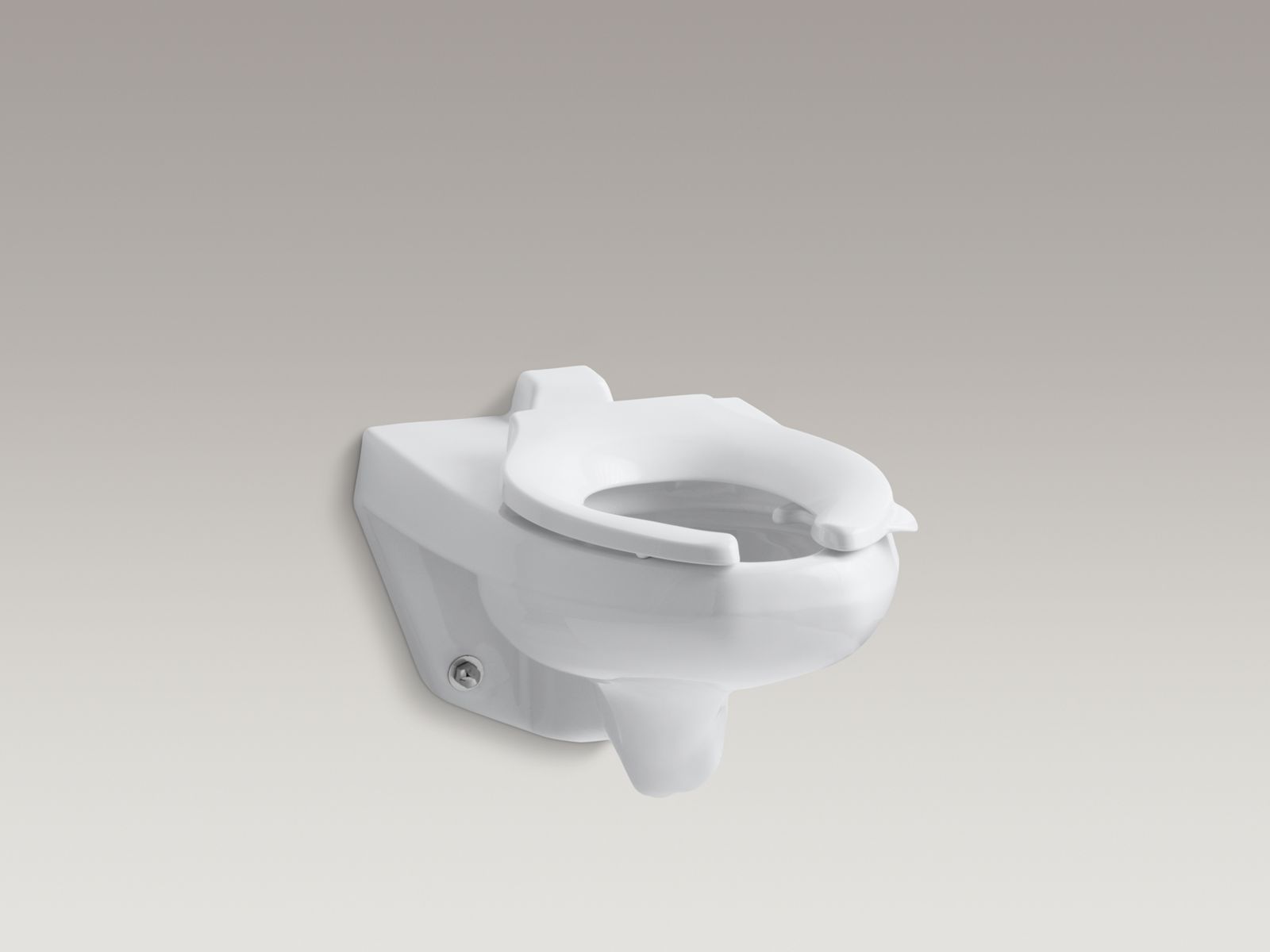 Kingston(TM) wall-mounted 1.6 gpf flushometer valve toilet bowl with rear inlet and bedpan lugs, requires seat
