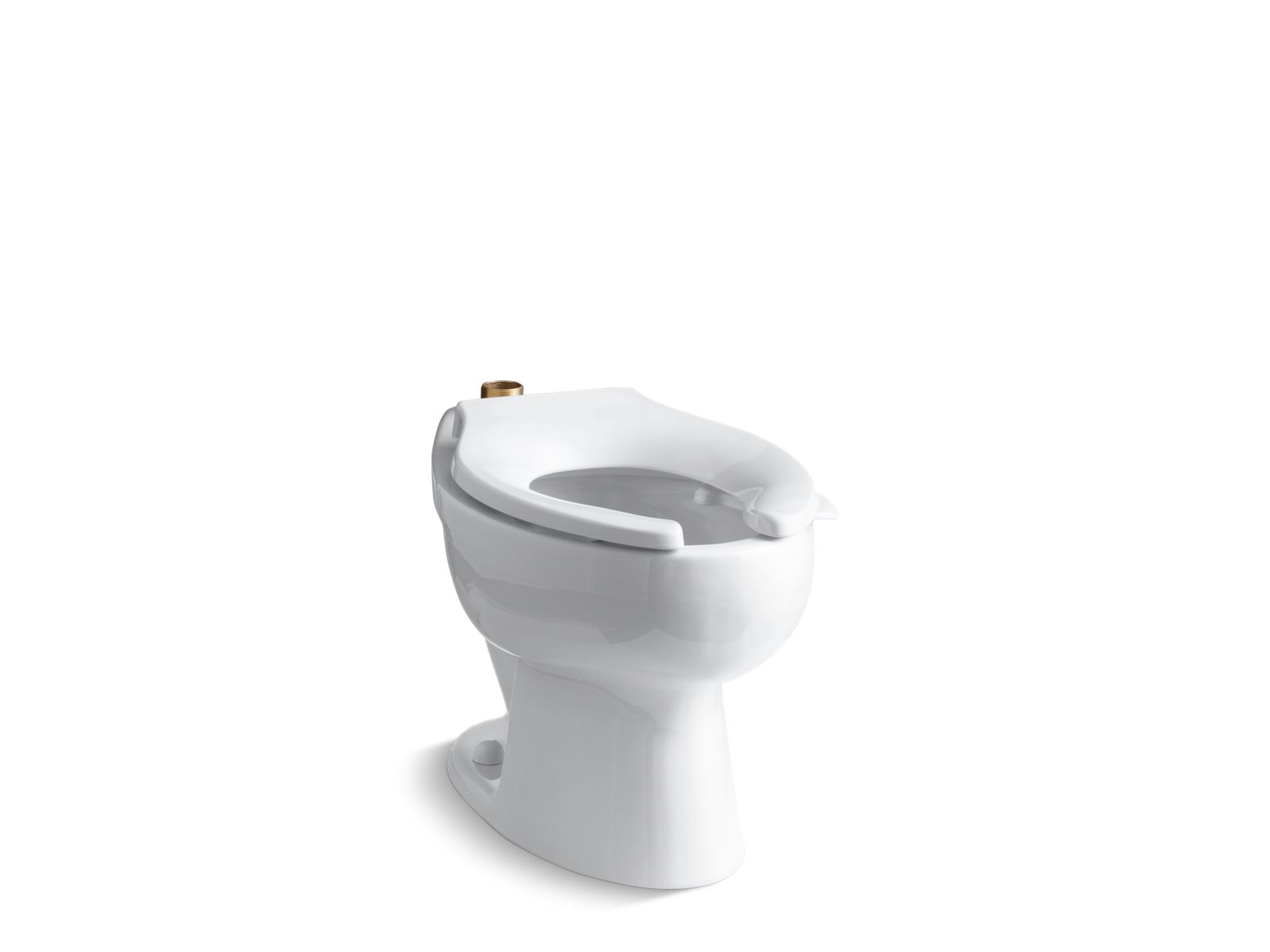 Wellcomme™ 1.6 gpf flushometer valve elongated toilet bowl with top inlet and bedpan lugs, requires seat