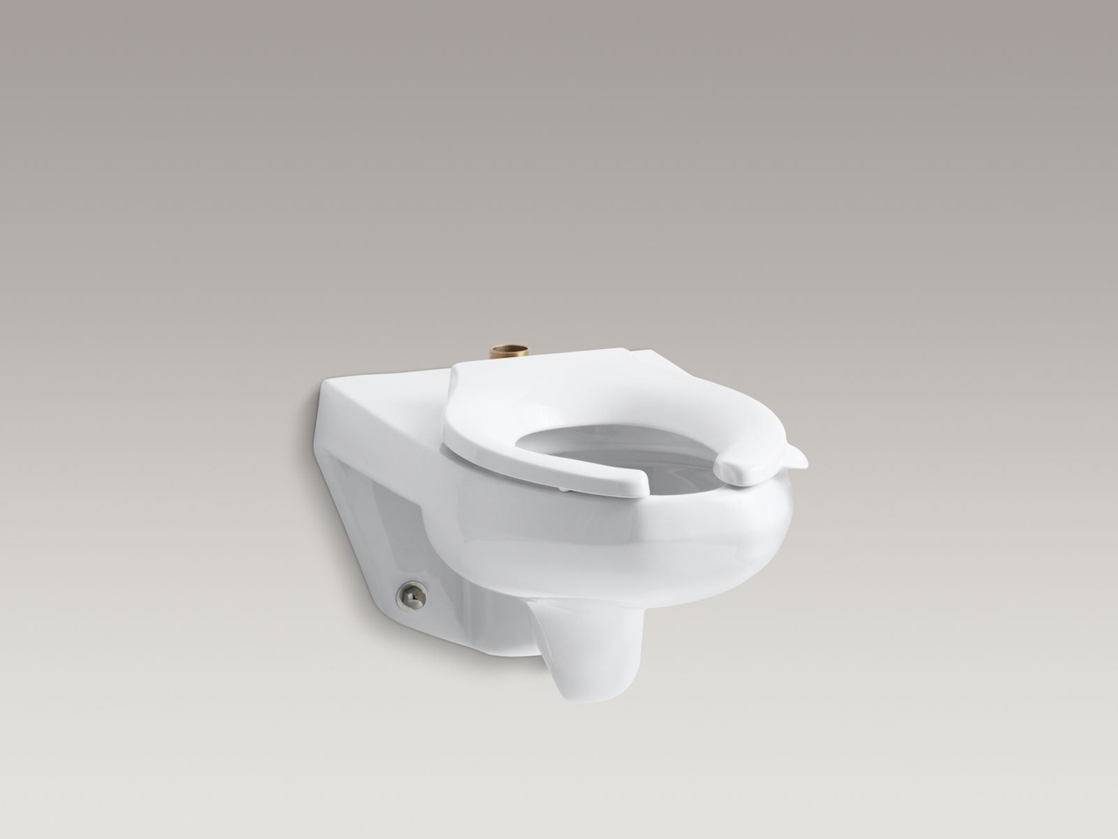 Kingston(TM) wall-mounted 1.6 gpf flushometer valve toilet bowl with top inlet and bedpan lugs, requires seat