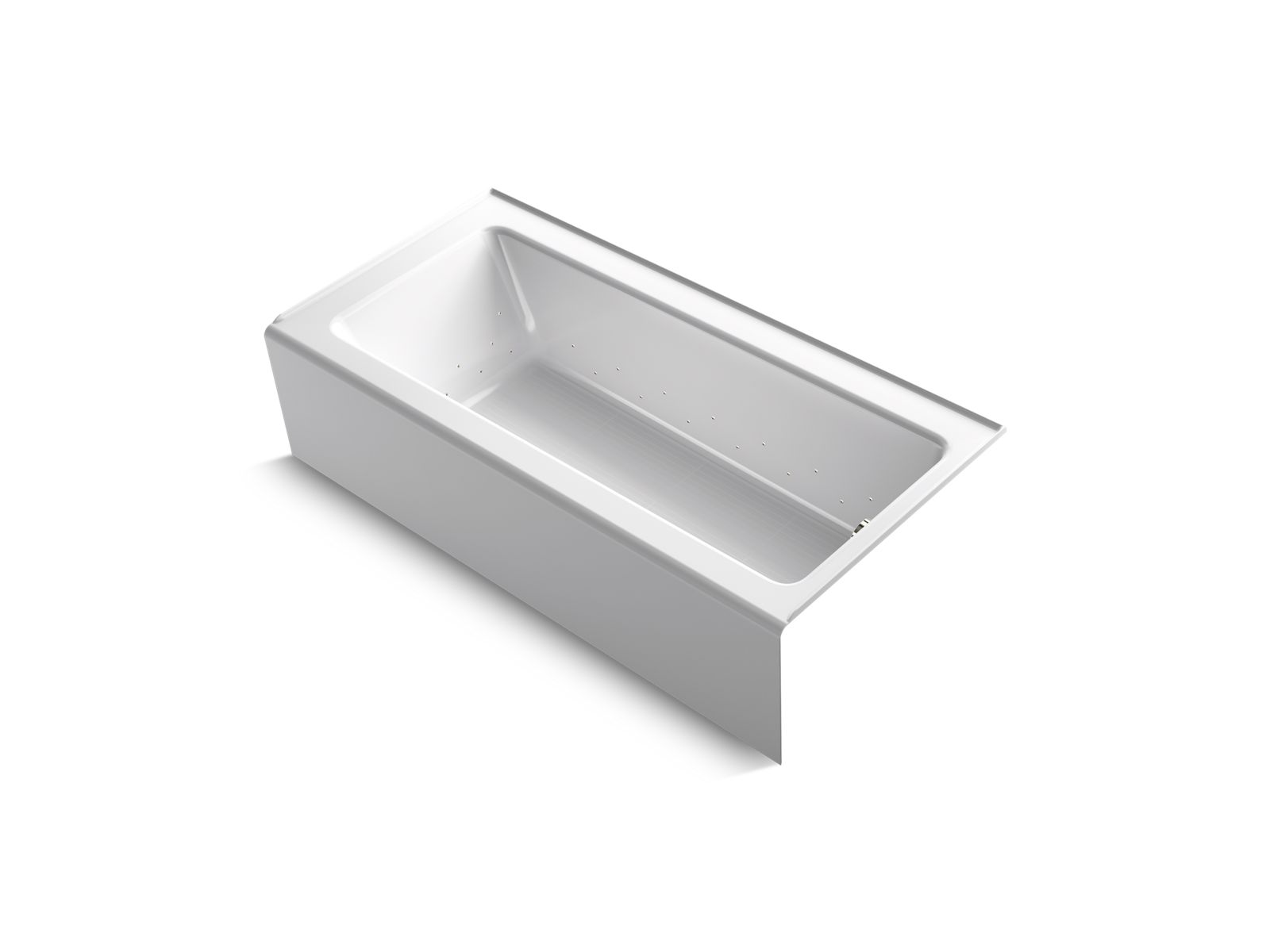 Bellwether® 66" x 32" alcove BubbleMassage™ air bath with integral apron, Vibrant Polished Nickel airjet trim, right-hand drain and heater