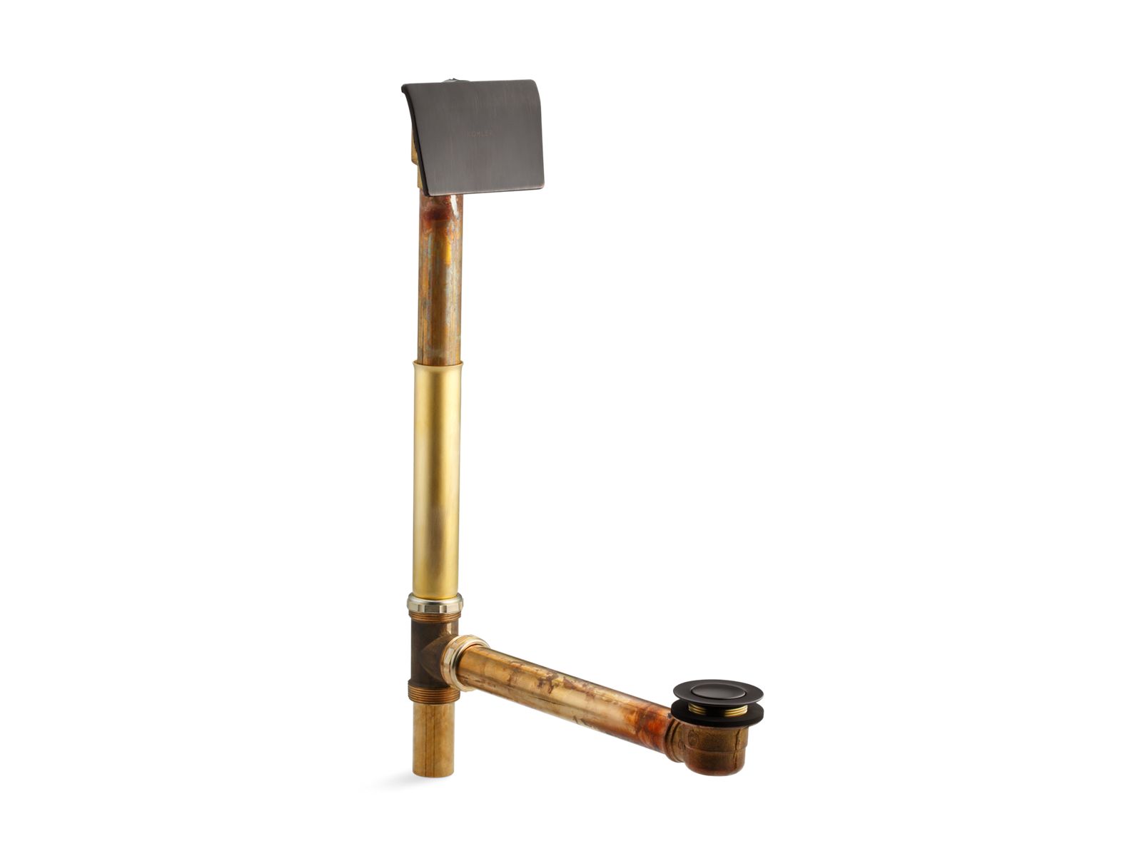 Tea-for-Two® 1-1/2" contoured pop-up drain and overflow for above- or through-the-floor installation