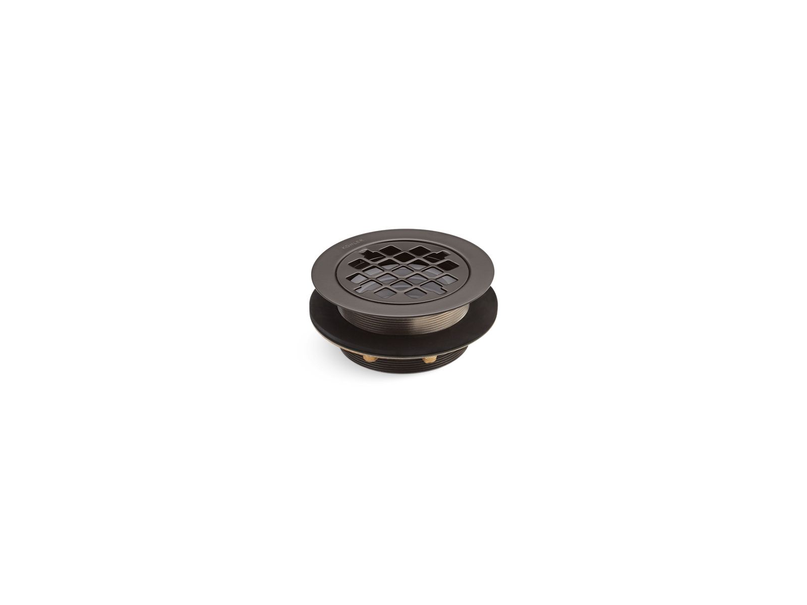 Round shower drain for use with plastic pipe, gasket included