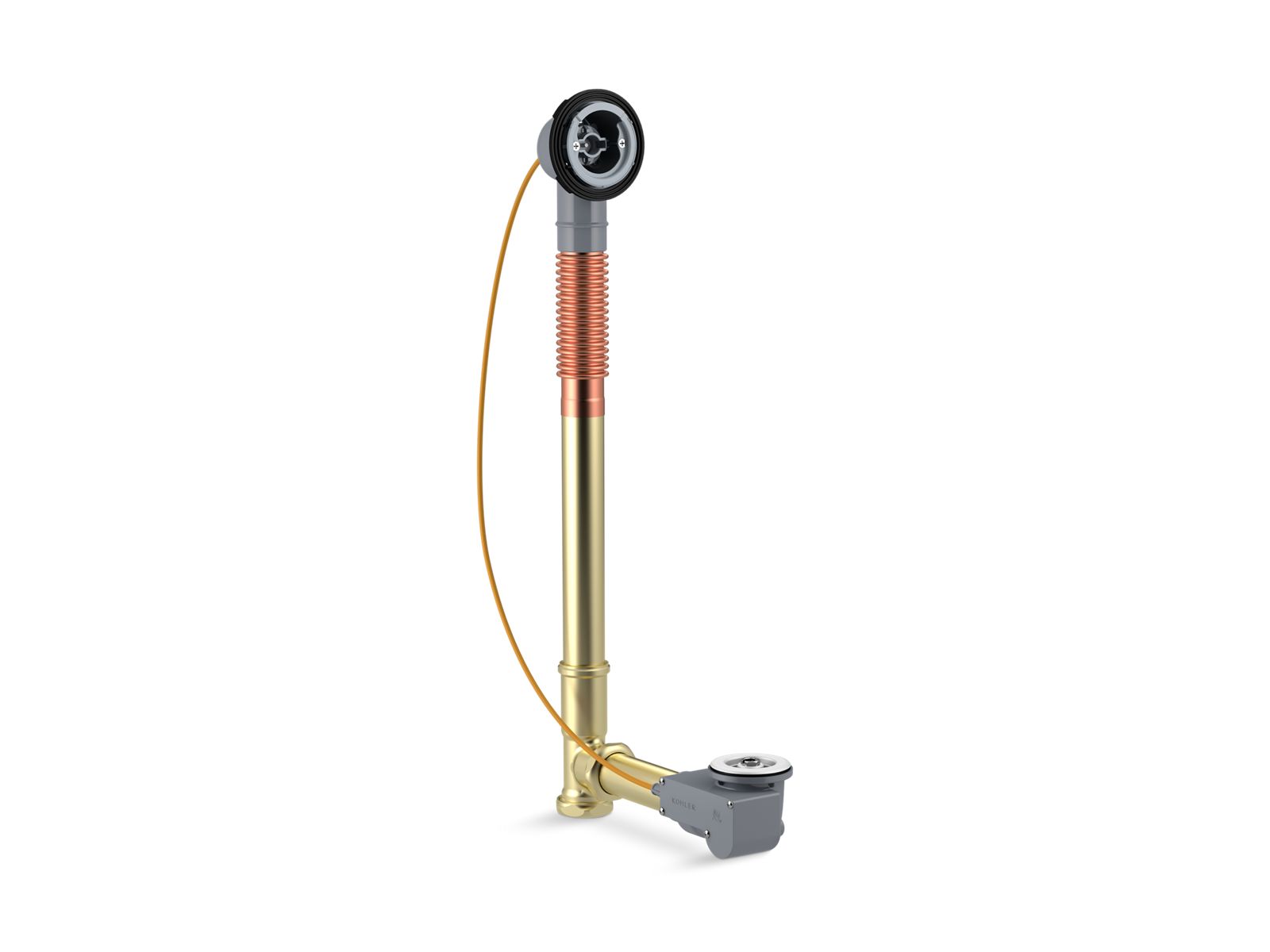 PureFlo™ Rough-in cable bath drain, brass, 45" cable