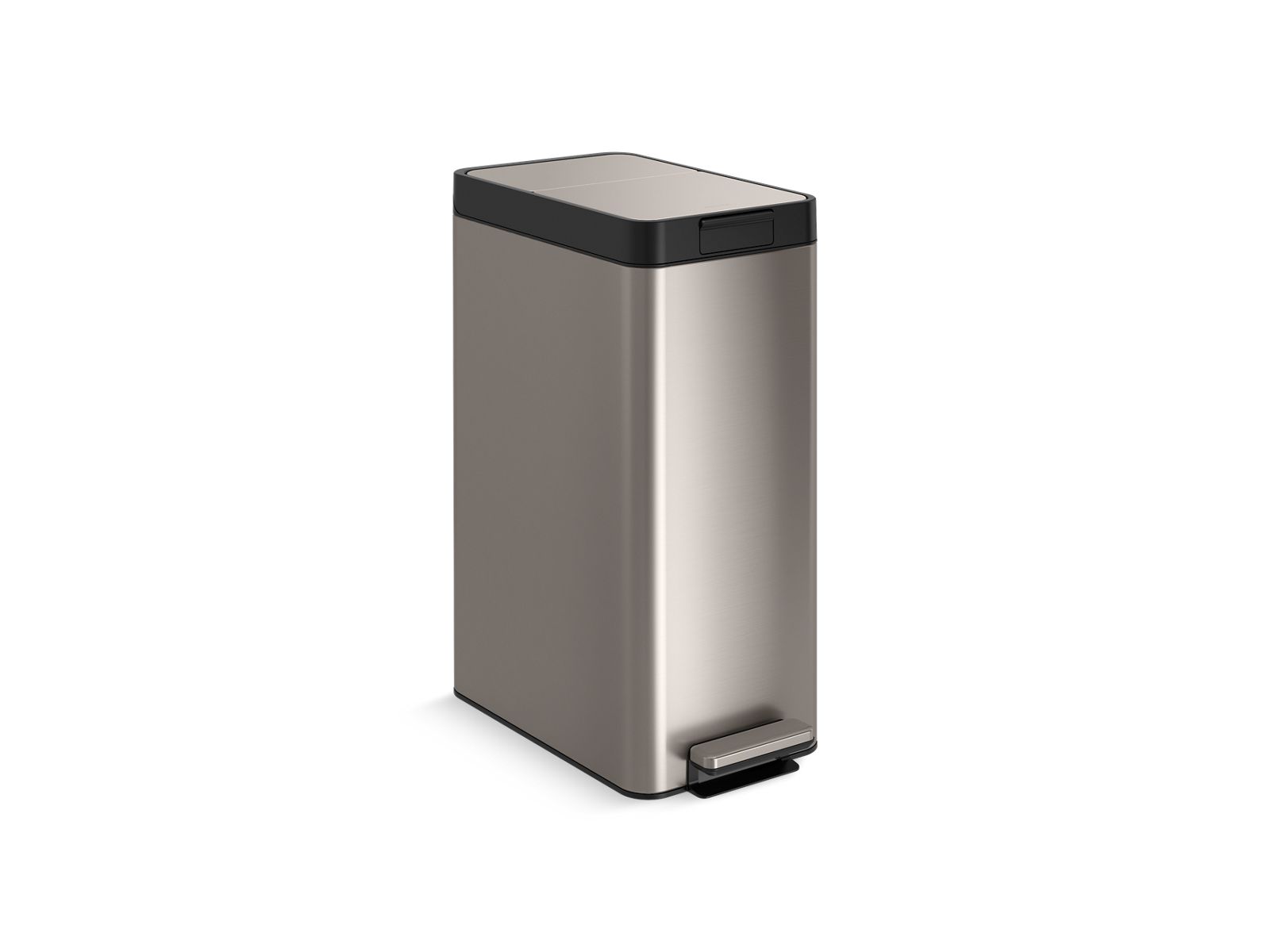 13-gallon stainless steel slim step trash can with bifold lid
