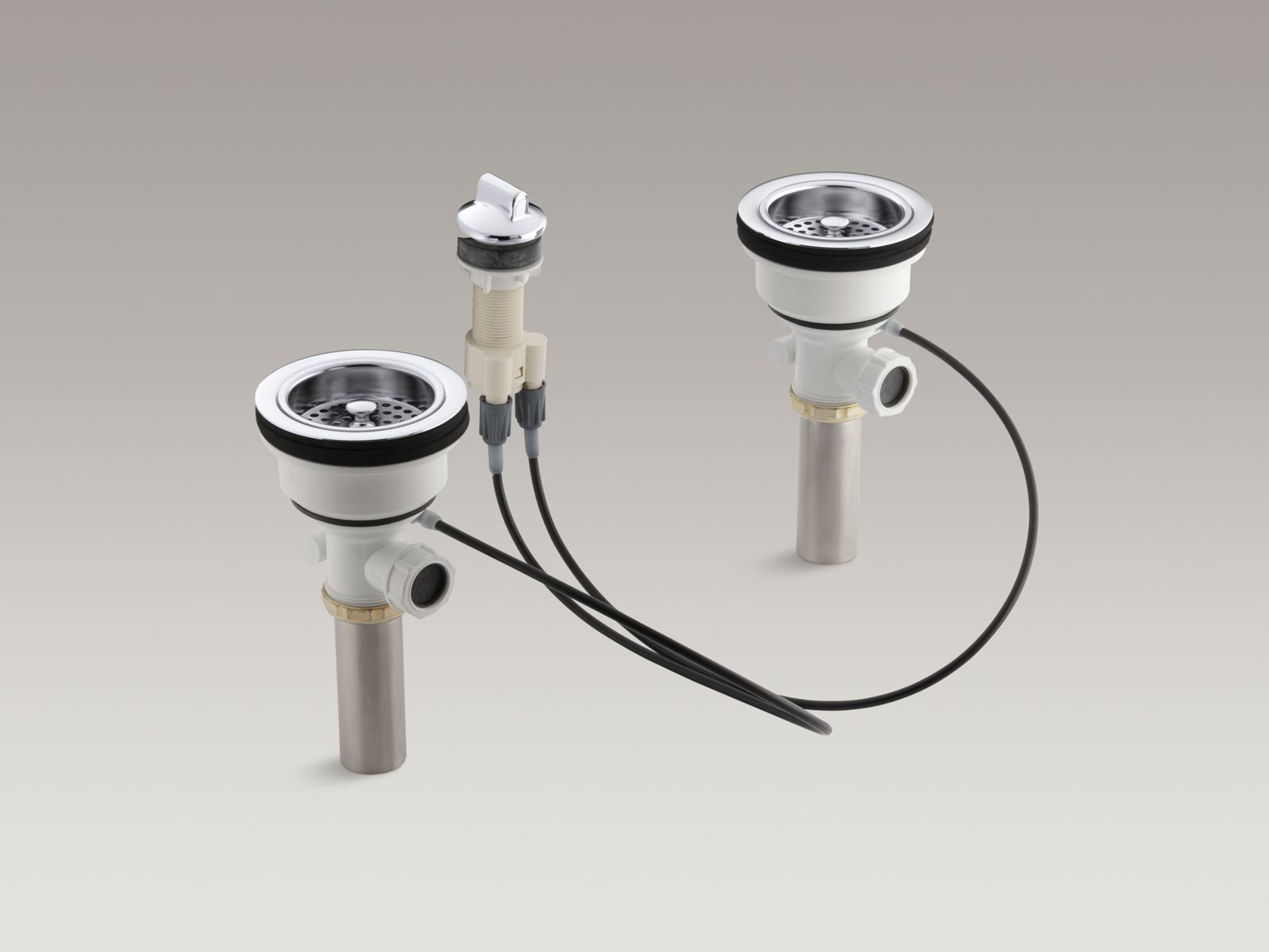 Duostrainer(R) dry dual remote control cable drain and strainer