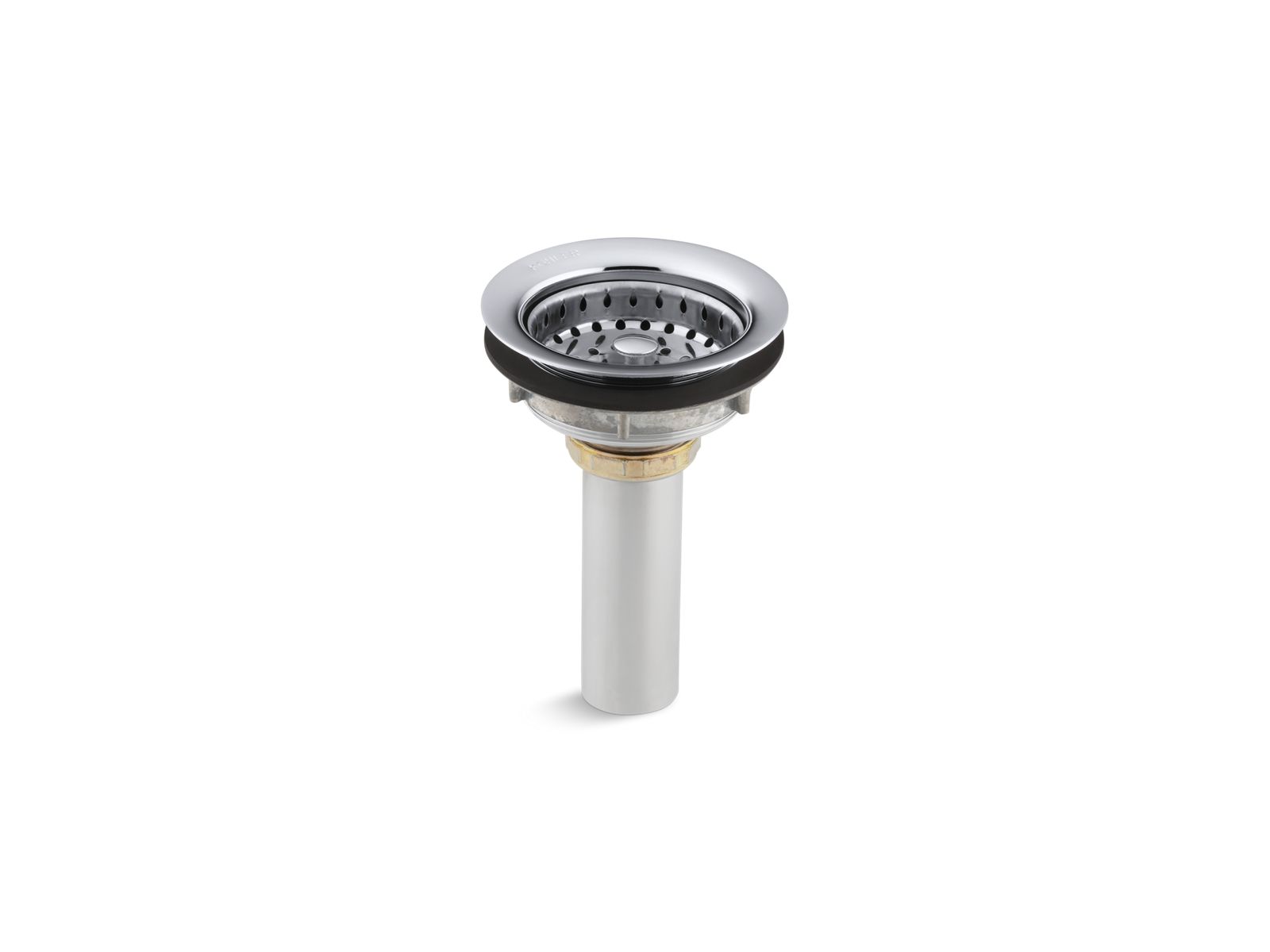Stainless steel sink drain and strainer with tailpiece for 3-1/2" to 4" outlet