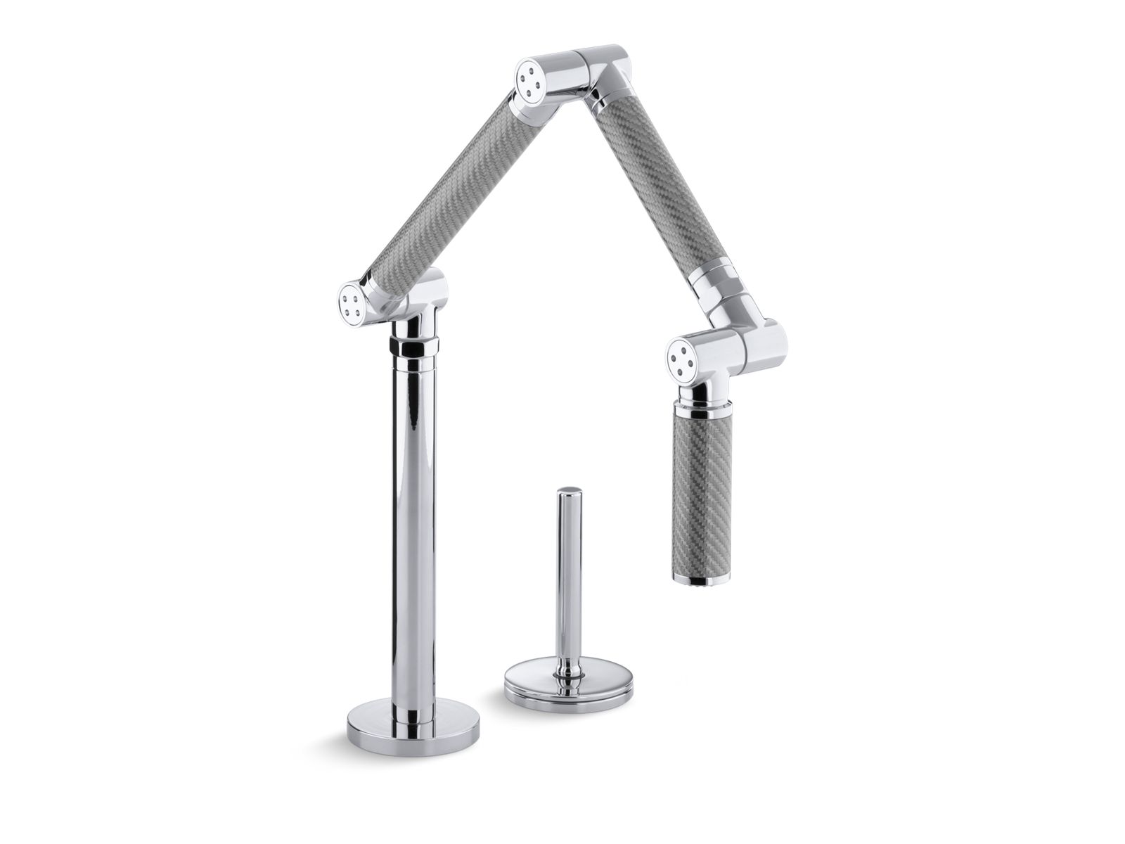 Karbon® Articulating two-hole deck-mount kitchen sink faucet with 13" spout with Silver tube