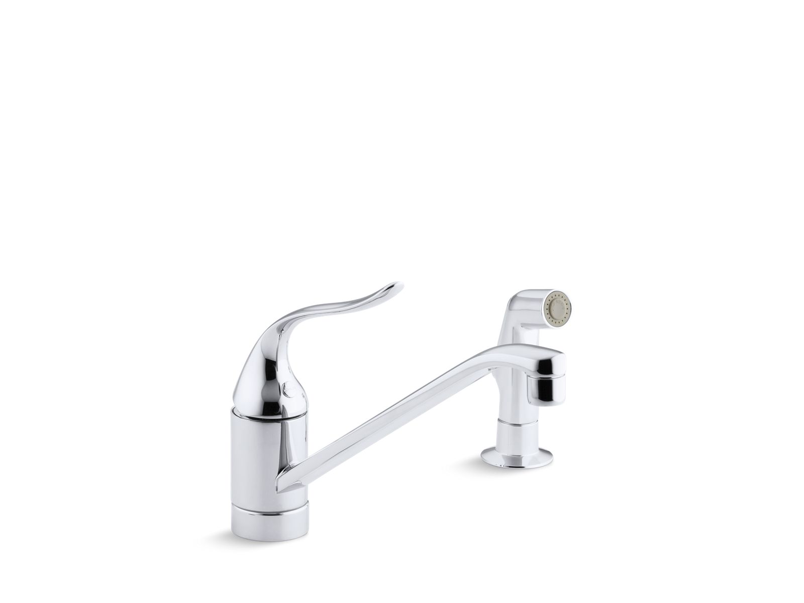 34381-coralais-two-hole-kitchen-sink-faucet-with-10-spout-matching-finish-sidespray-ground-joints-and-lever-handle-less-escutcheon-1.jpg Coralais® Two-hole kitchen sink faucet with 10" spout, matching finish sidespray, ground joints and lever handle, less escutcheon