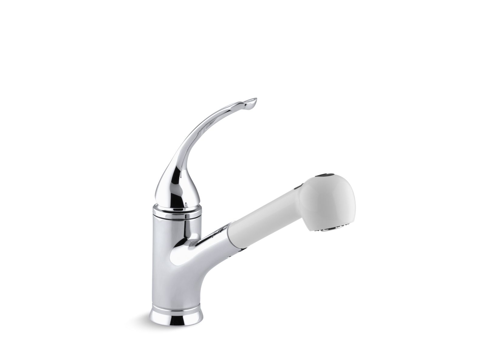 Coralais® Single-hole or three-hole kitchen sink faucet with pull-out White sprayhead, 9" spout and loop handle