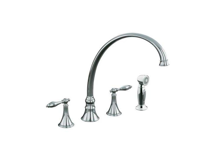 Finial(R) kitchen sink faucet with 11-13/16" spout reach, lever handles and sidespray