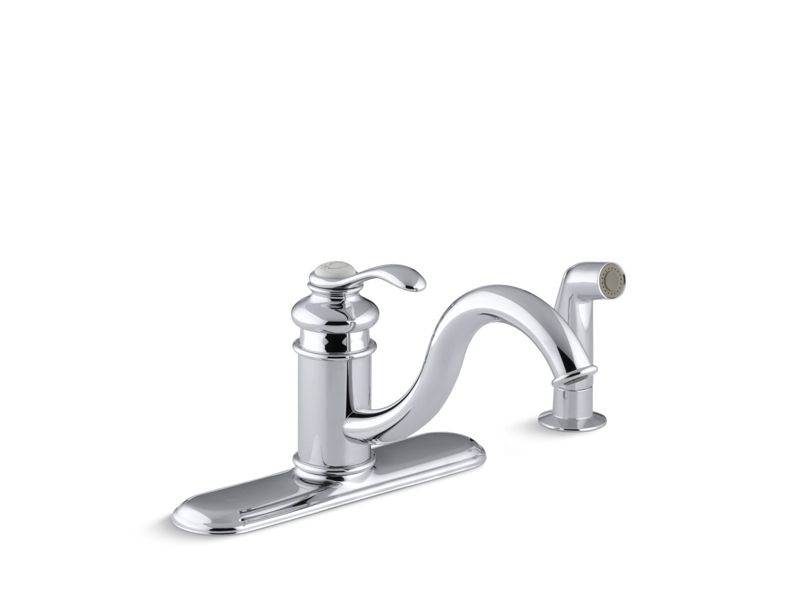 Fairfax® Three-hole kitchen sink faucet with 9" spout and matching finish sidespray