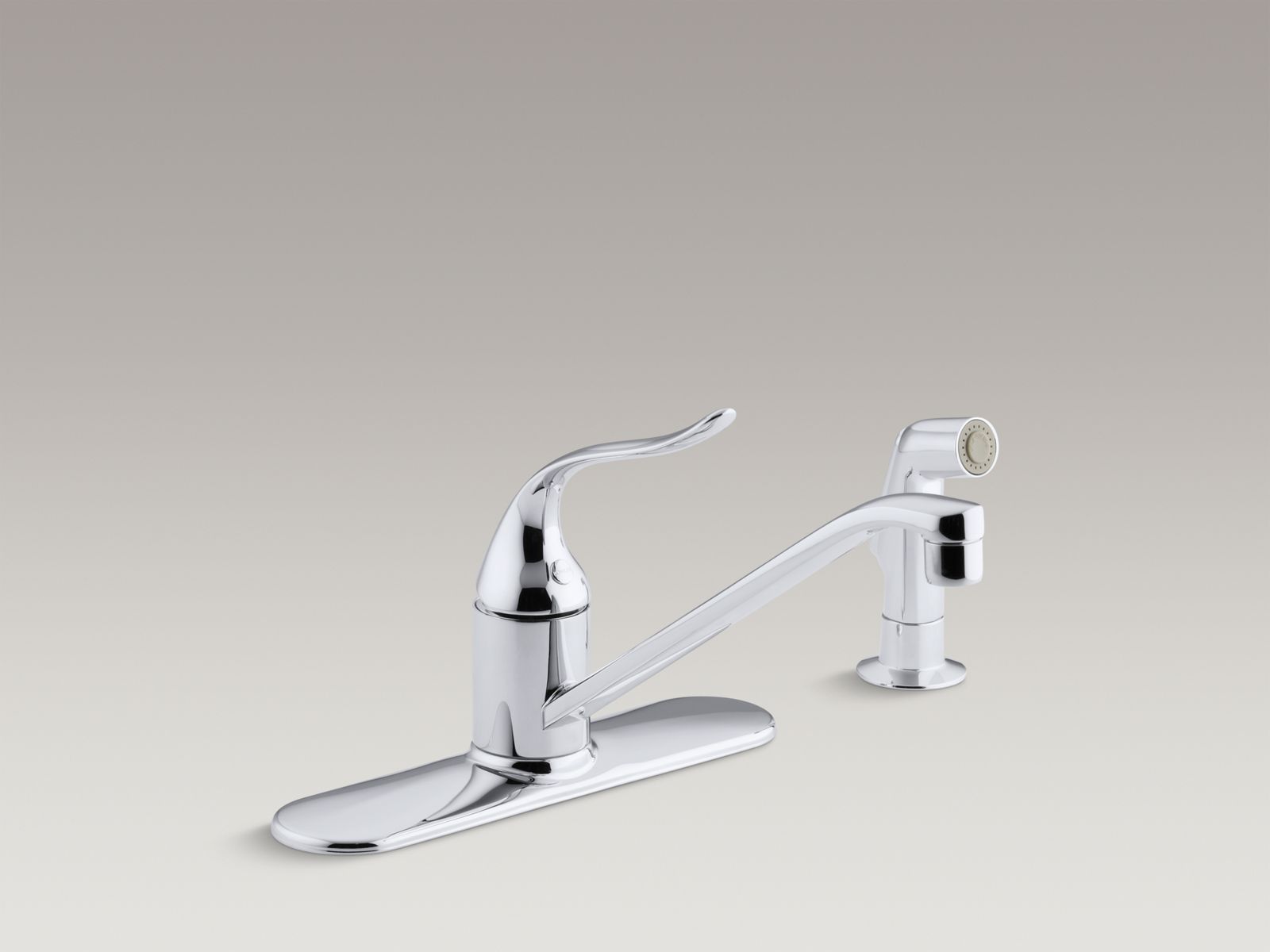 Coralais(R) single-handle kitchen sink faucet, 10" swing spout, ground joints and sidespray