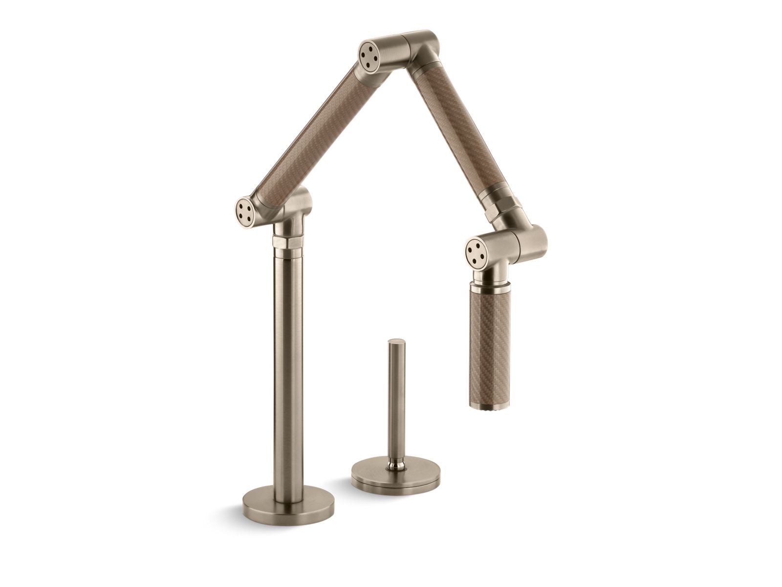 Karbon® Articulating two-hole deck-mount kitchen sink faucet with 13" spout with Bronze tube