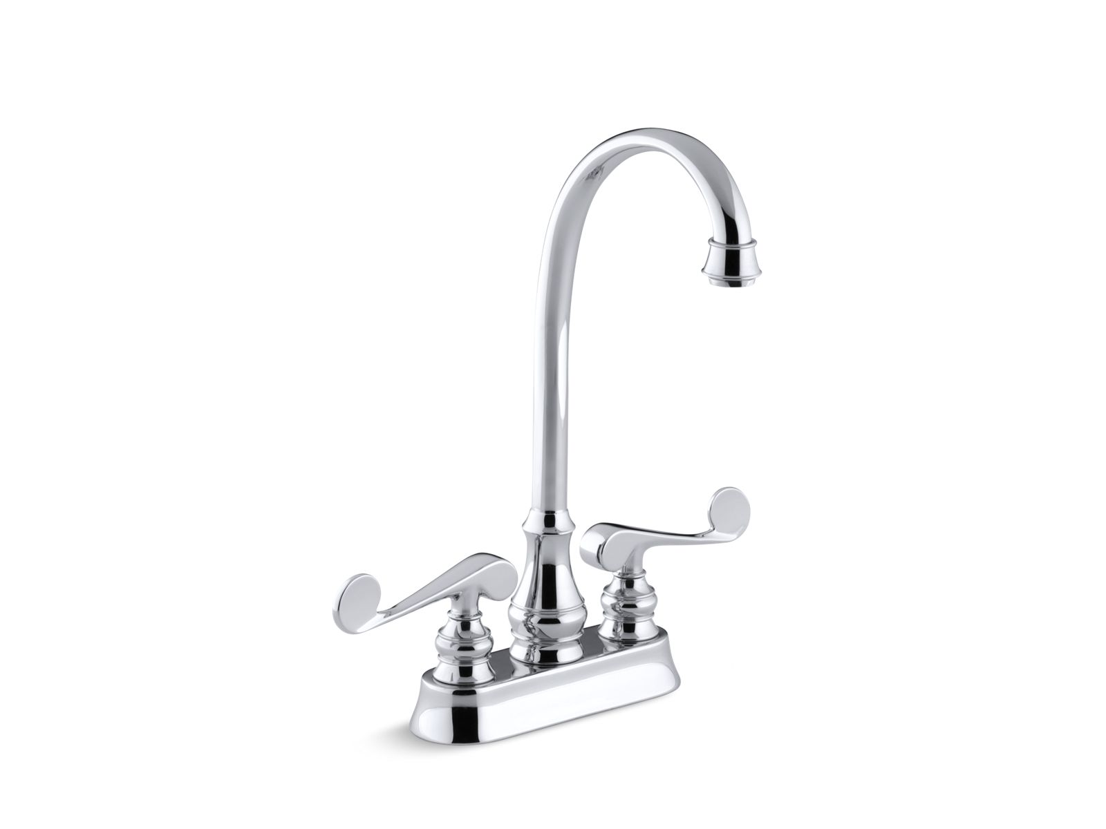 Revival® Two-hole centerset bar sink faucet with scroll lever handles