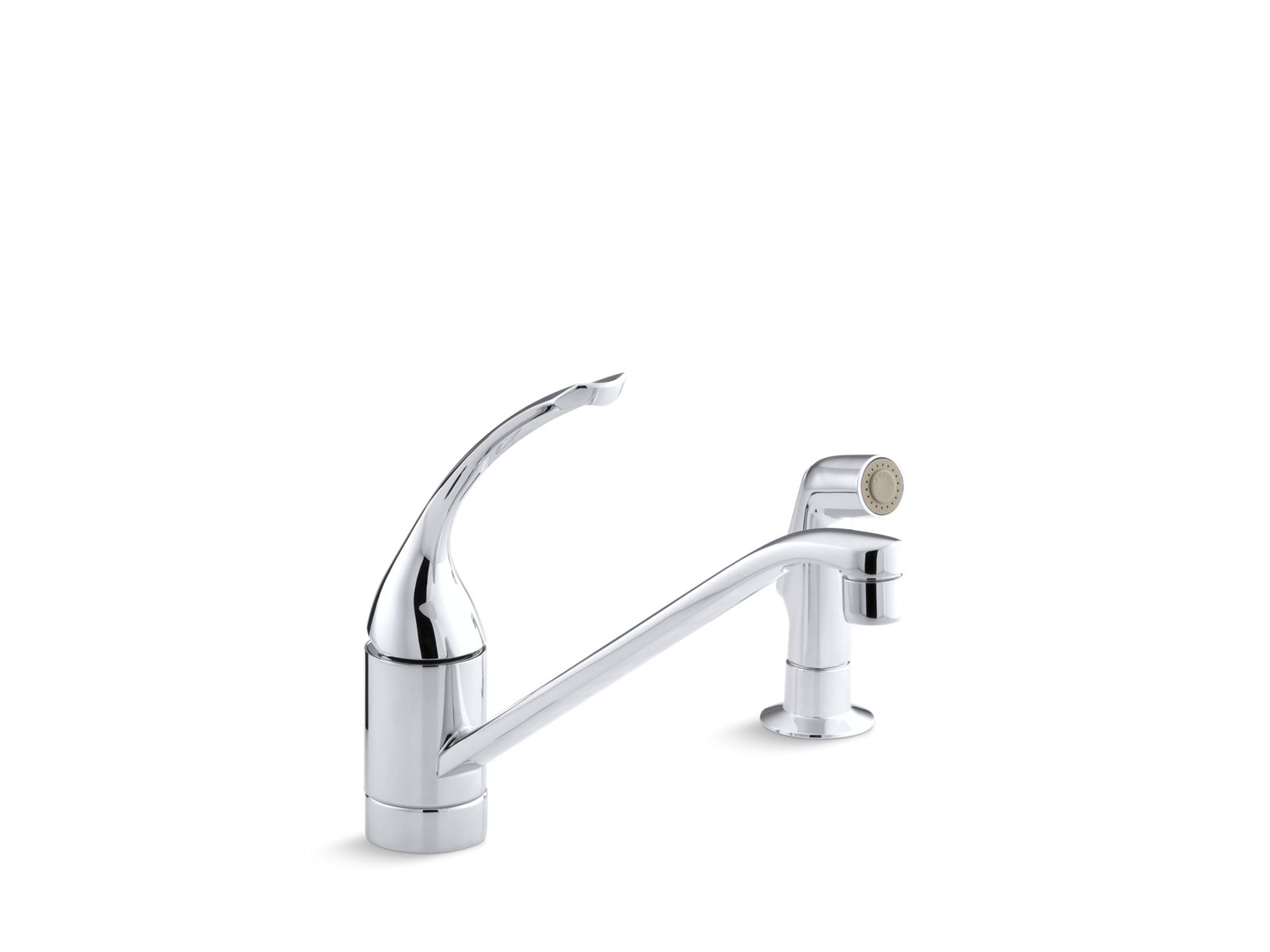 Coralais® Two-hole kitchen sink faucet with 10" spout, matching finish sidespray and loop handle
