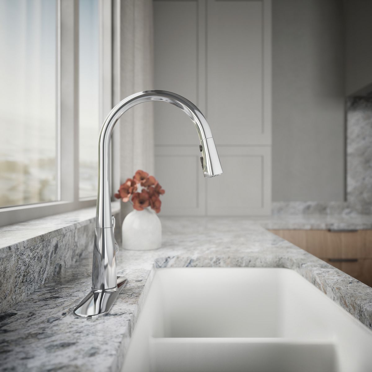 34818-simplice-pull-down-kitchen-sink-faucet-with-three-function-sprayhead-25.jpg Simplice® Pull-down kitchen sink faucet with three-function sprayhead
