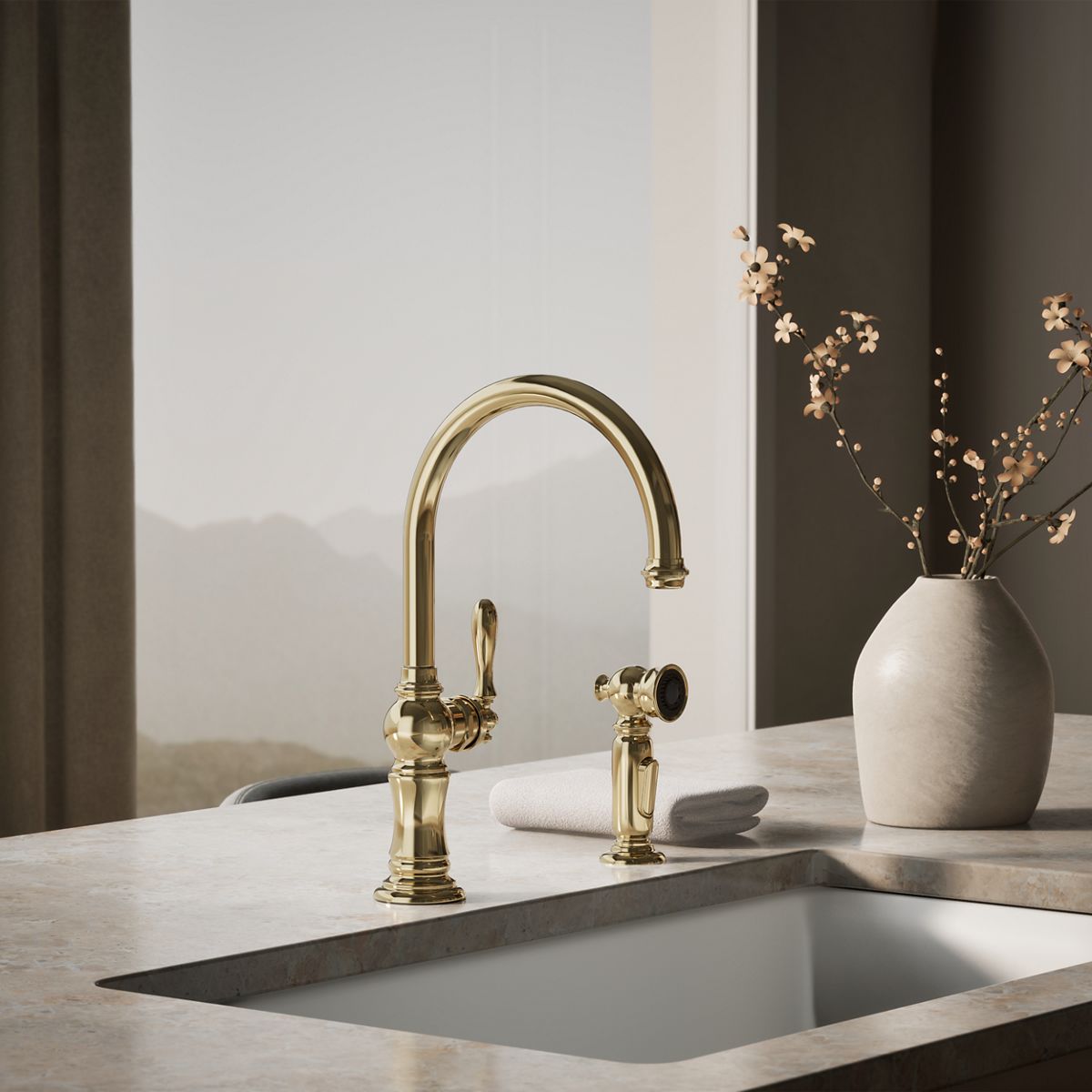 34858-artifacts-single-handle-kitchen-sink-faucet-with-two-function-sprayhead-16.jpg Artifacts® Single-handle kitchen sink faucet with two-function sprayhead