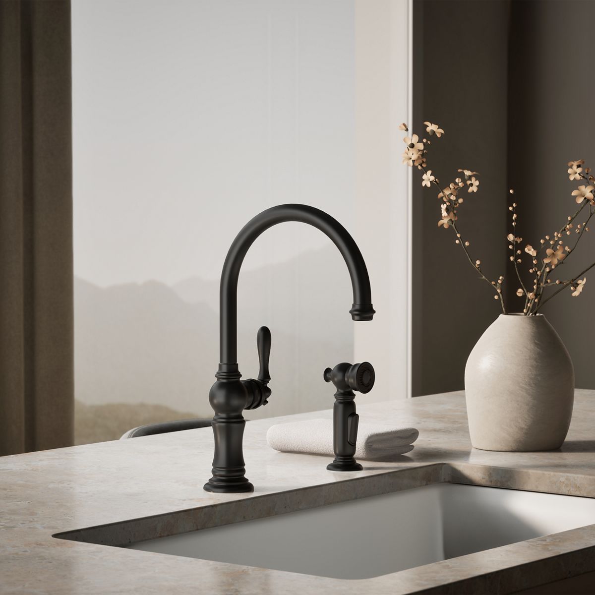 34858-artifacts-single-handle-kitchen-sink-faucet-with-two-function-sprayhead-17.jpg Artifacts® Single-handle kitchen sink faucet with two-function sprayhead