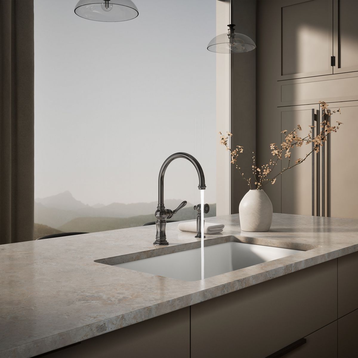 34858-artifacts-single-handle-kitchen-sink-faucet-with-two-function-sprayhead-31.jpg Artifacts® Single-handle kitchen sink faucet with two-function sprayhead