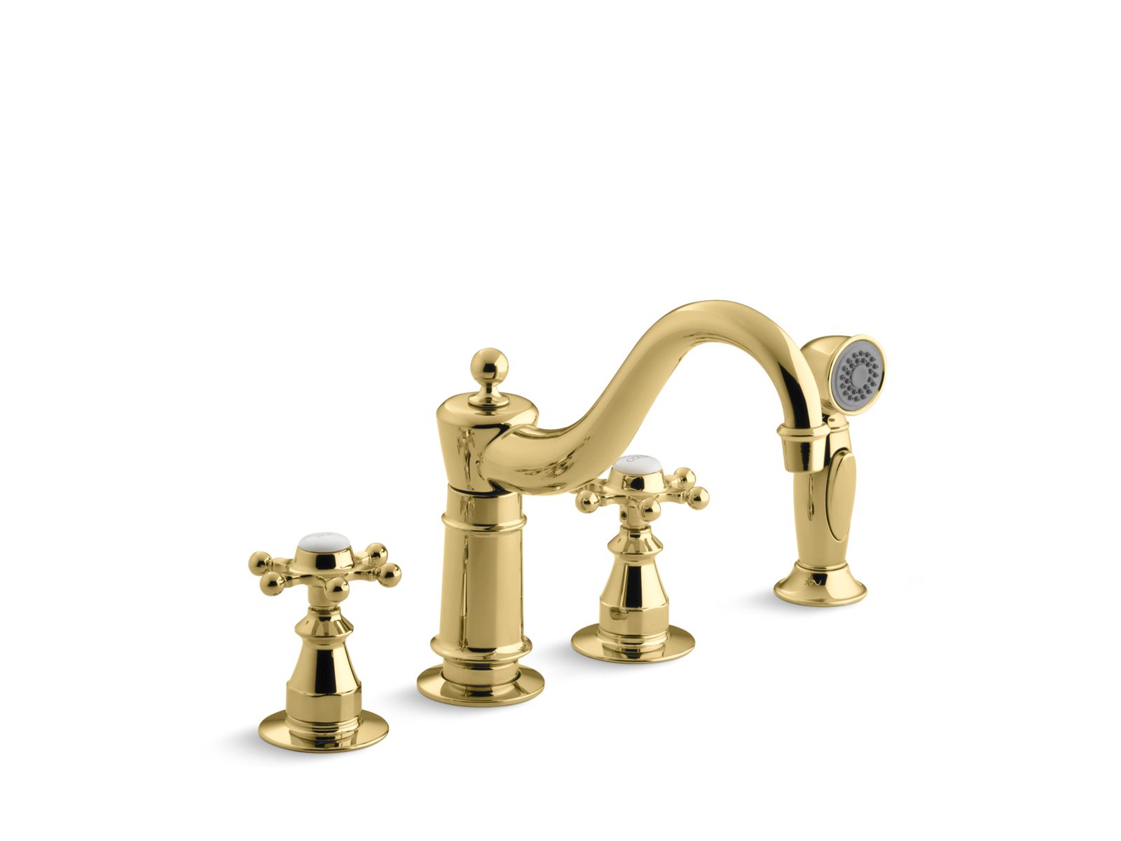 34878-antique-three-hole-kitchen-sink-faucet-with-8-5-8-spout-sidespray-and-6-prong-handles-4.jpg Antique Three-hole kitchen sink faucet with 8-5/8" spout, sidespray and 6-prong handles