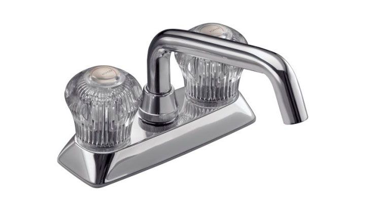 Coralais(R) laundry sink faucet with plain end spout and sculpted acrylic handles