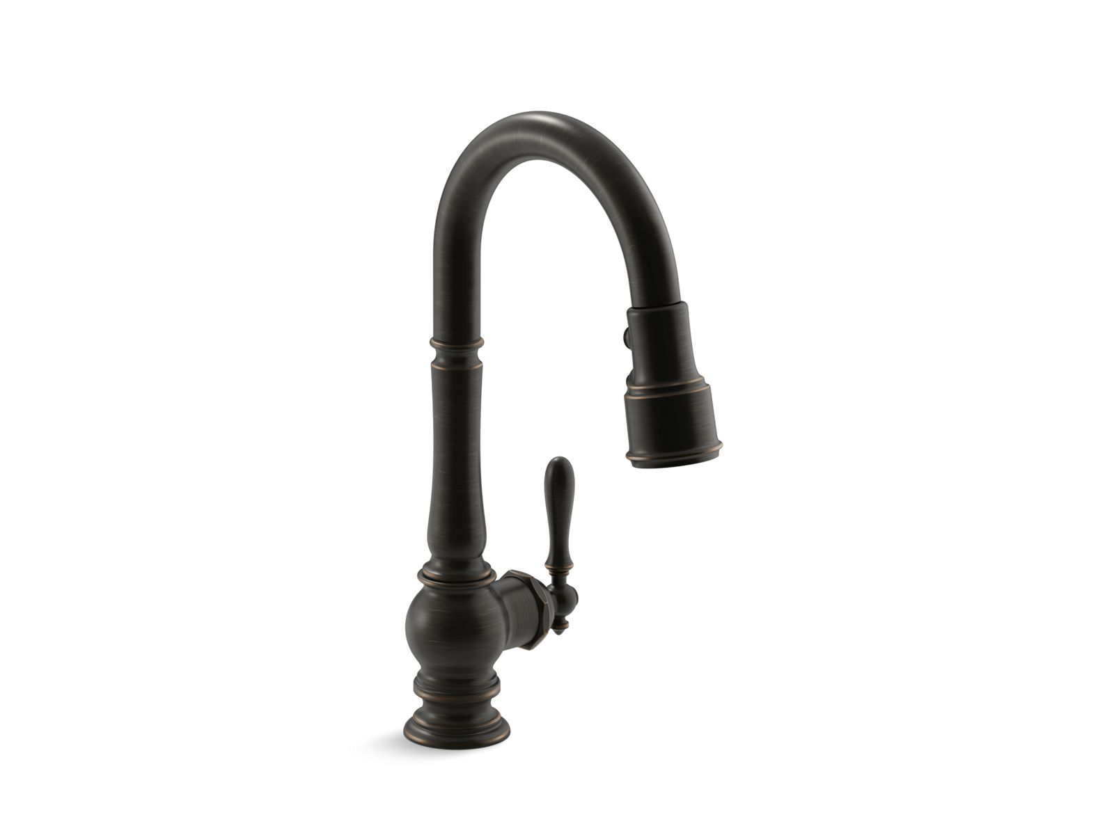 Artifacts® Pull-down kitchen sink faucet with three-function sprayhead