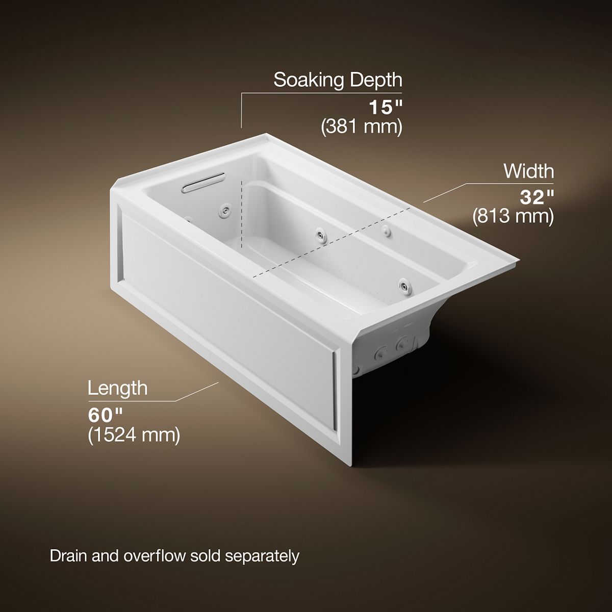 3515-archer-60-x-32-alcove-heated-bubblemassage-air-bath-and-whirlpool-left-drain-12.jpg Archer® 60" x 32" alcove Heated BubbleMassage™ air bath and whirlpool, left drain