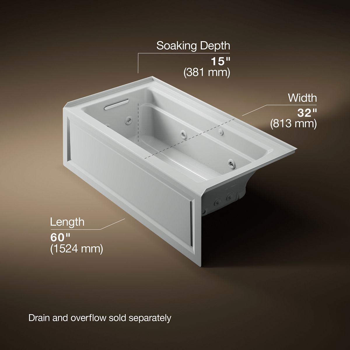 3515-archer-60-x-32-alcove-heated-bubblemassage-air-bath-and-whirlpool-left-drain-14.jpg Archer® 60" x 32" alcove Heated BubbleMassage™ air bath and whirlpool, left drain