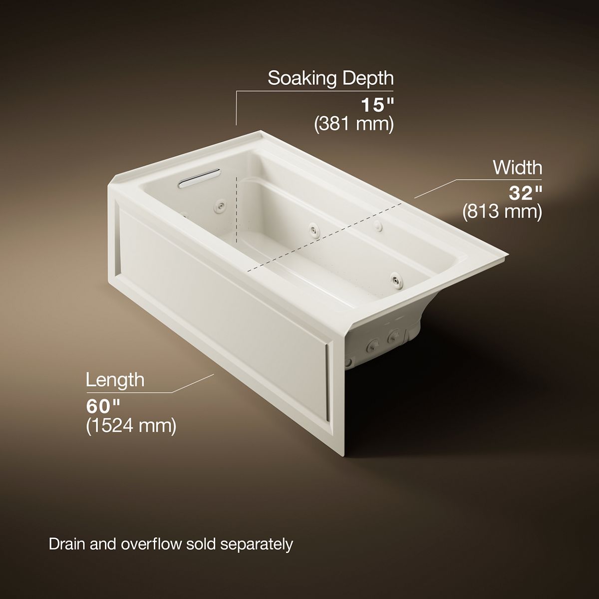 3515-archer-60-x-32-alcove-heated-bubblemassage-air-bath-and-whirlpool-left-drain-15.jpg Archer® 60" x 32" alcove Heated BubbleMassage™ air bath and whirlpool, left drain